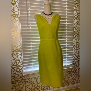 Neon Yellow/Green Tahari Geometric Collar Dress | 6